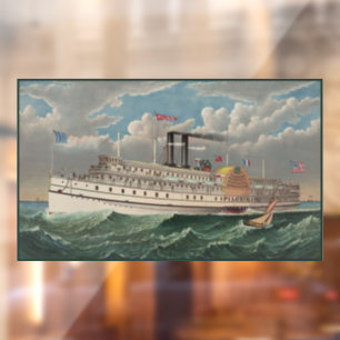 Autocollant Pour Fenêtre NY Voyage Grand Bateau à aubes à vapeur The Pilgri