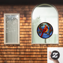 Autocollant Pour Fenêtre Oiseau Cardinal Dans Le Buisson De Baies Faux Vitr