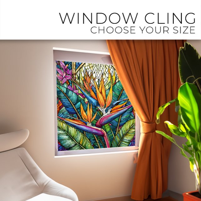 Autocollant Pour Fenêtre Oiseau tropical du Paradis Vitrail (Créateur téléchargé)