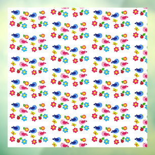 Autocollant Pour Fenêtre Oiseaux et fleurs printemps