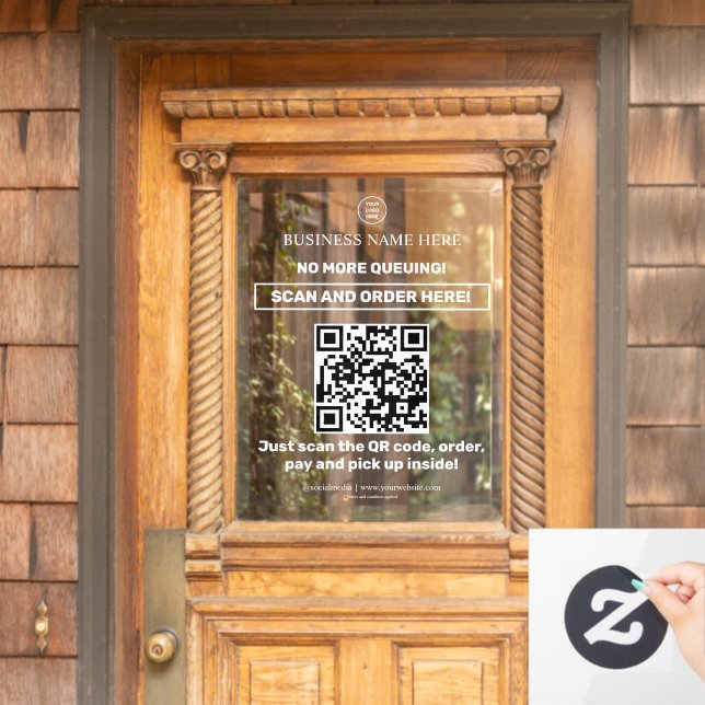 Autocollant Pour Fenêtre Opaque | Code QR Menu Commander Transparent (Porte d'accueil)