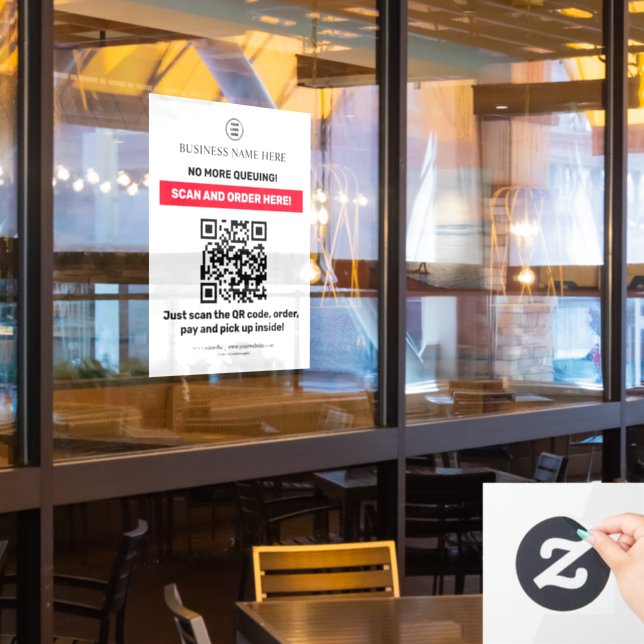 Autocollant Pour Fenêtre Ordre d'analyse du menu QR Code (Fenêtre du restaurant)