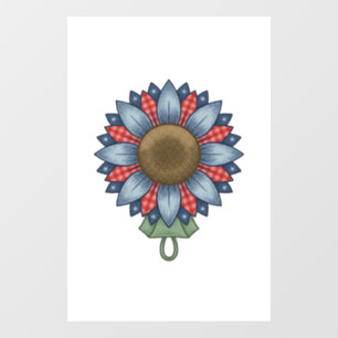 Autocollant Pour Fenêtre Ornement de tournesol en denim patriotique vintage