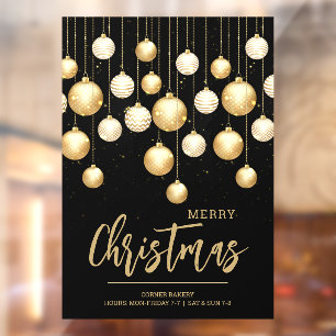 Autocollant Pour Fenêtre Ornements de Noël noir et or