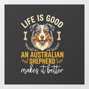 Autocollant Pour Fenêtre Os Australien Bonne Vie Bone de chien de berger