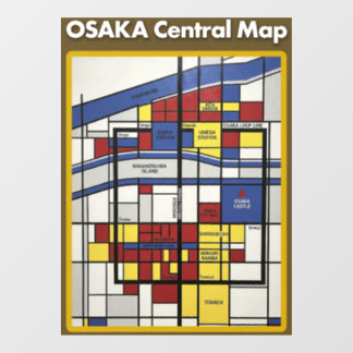 Autocollant Pour Fenêtre OSAKA central map Piet Mondrian style