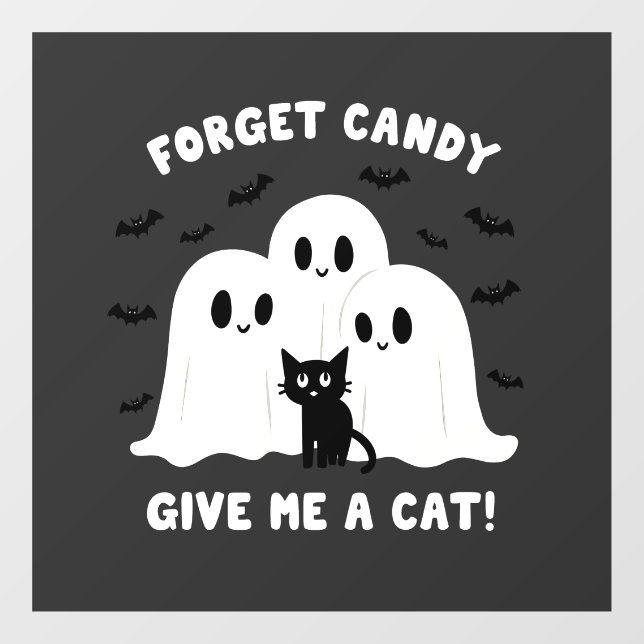 Autocollant Pour Fenêtre Oubliez Le Bonbon Donne-Moi Un Chat Halloween Éffr (Feuille)