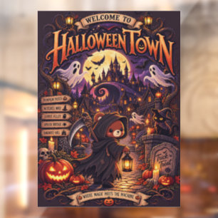 Autocollant Pour Fenêtre Ours Grim Reaper Art de Halloween Town