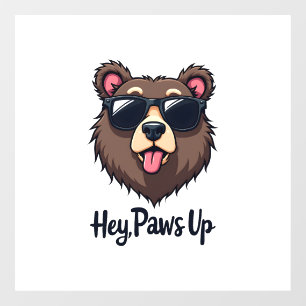 Autocollant Pour Fenêtre Ours vintage Hey Paws Up avec lunettes de soleil C
