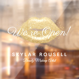 Autocollant Pour Fenêtre Ouvert pour l'entreprise Gold Black Beauty Lips Ma