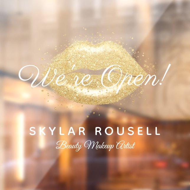 Autocollant Pour Fenêtre Ouvert pour l'entreprise Gold Black Beauty Lips Ma (Feuille 2)