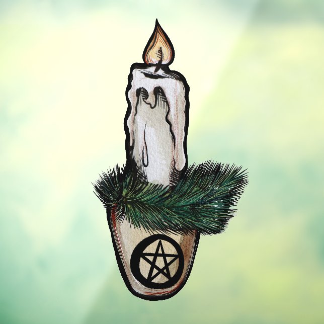 Autocollant Pour Fenêtre Pagan Yule Chandelle wicca w (Feuille 3)