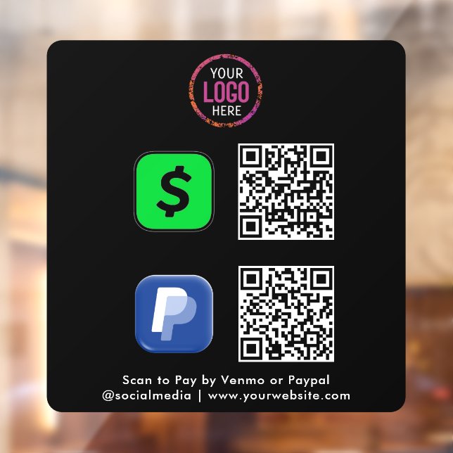 Autocollant Pour Fenêtre Paiement de code QR | CashApp Paypal numérisation  (Feuille 2)