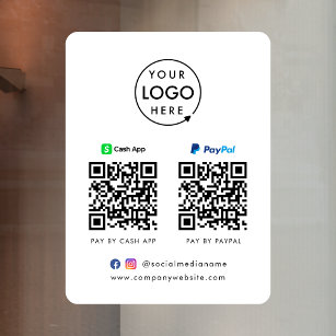 Autocollant Pour Fenêtre Paiement de code QR   Logo de numérisation Paypal 