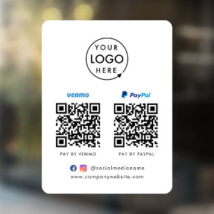 Autocollant Pour Fenêtre Paiement de code QR Logo Venmo Paypal Scan to Pa