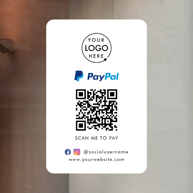 Autocollant Pour Fenêtre Paiement du code QR Paypal | Analyser pour payer l (Créateur téléchargé)