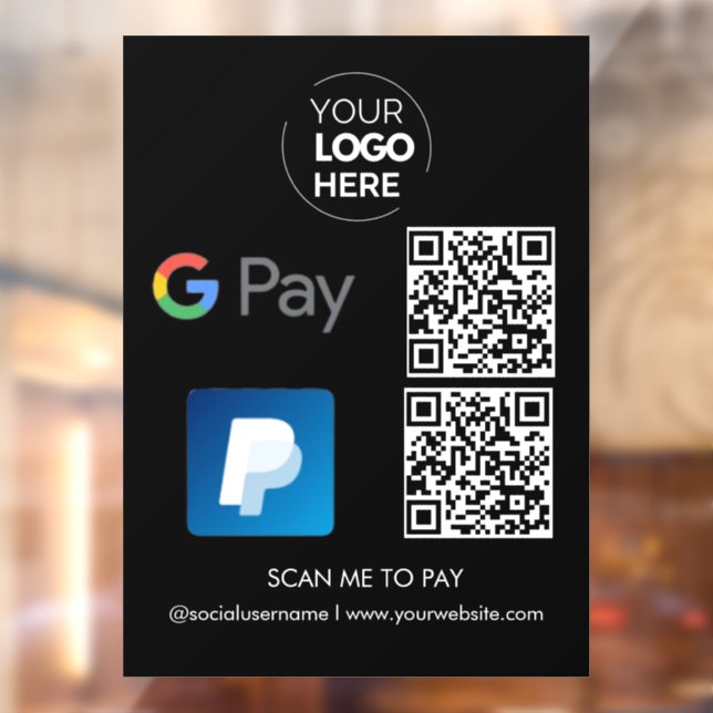Autocollant Pour Fenêtre Paiement du code QR Paypal G | Numériser pour paye (Feuille 2)