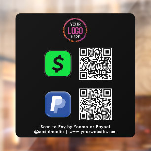 Autocollant Pour Fenêtre Paiement par Code QR CashApp Paypal Paiement par