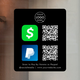 Autocollant Pour Fenêtre Paiement par Code QR   CashApp Paypal Paiement par