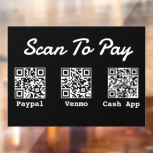 Autocollant Pour Fenêtre Paiement par code QR   Venmo Paypal Scan to Pay