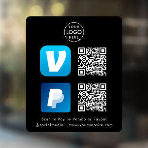 Autocollant Pour Fenêtre Paiement par Code QR   Venmo & Paypal Scannez pour