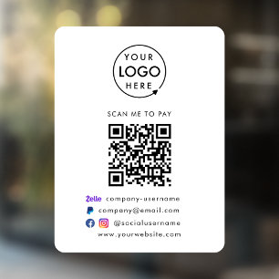 Autocollant Pour Fenêtre Paiement par Code QR Zelle Paypal Logo pour Entr