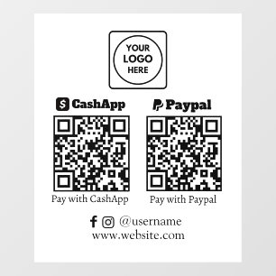 Autocollant Pour Fenêtre Paiement QR Affichage pour CashApp et PayPal Bus