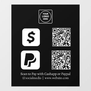 Autocollant Pour Fenêtre Paiement QR noir personnalisé   Affichage CashApp 
