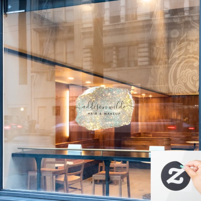 Autocollant Pour Fenêtre Paillettes de luxe à signature holographique moder (Fenêtre de café)