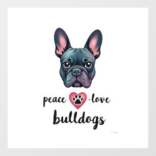 Autocollant Pour Fenêtre Paix Amour Bouledogues Vintage Galaxie Bouledogue