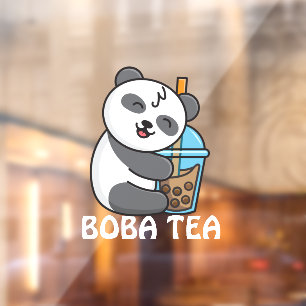 Autocollant Pour Fenêtre Panda Bear Boba Tea Bubble Boire Publicité