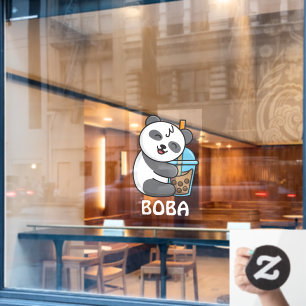 Autocollant Pour Fenêtre Panda Bear Boba Tea Bubble Boire Publicité