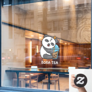 Autocollant Pour Fenêtre Panda Bear Boba Tea Bubble Boire Publicité
