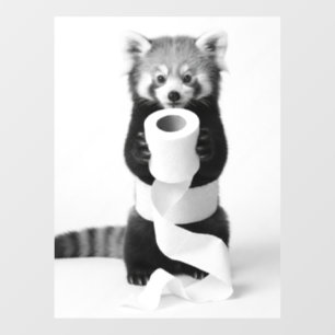 Autocollant Pour Fenêtre Panda roux adorable tenant du papier toilette Mini