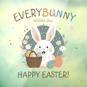 Autocollant Pour Fenêtre Panier d'oeufs de lapin de Pâques ID1013