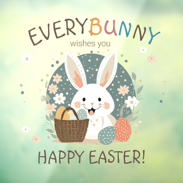 Autocollant Pour Fenêtre Panier d'oeufs de lapin de Pâques ID1013 (Feuille 3)