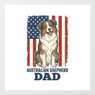 Autocollant Pour Fenêtre Papa Berger Australien Patriotique Vecteur Vintage