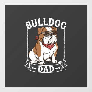 Autocollant Pour Fenêtre Papa Bouledogue Chien Lunettes de soleil Bandana