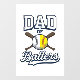 Autocollant Pour Fenêtre Papa de Ballers Baseball Softball Design Vintage_1