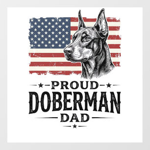 Autocollant Pour Fenêtre Papa Doberman fier drapeau vintage vecteur de conc