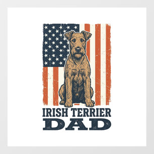 Autocollant Pour Fenêtre Papa Terrier Irlandais Patriotique Vintage