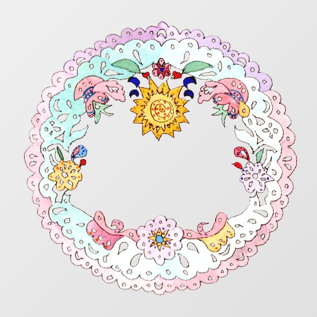 Autocollant Pour Fenêtre Papel Picado, art populaire hispanique (Feuille)