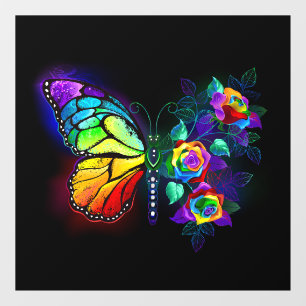 Autocollant Pour Fenêtre Papillon arc-en-ciel