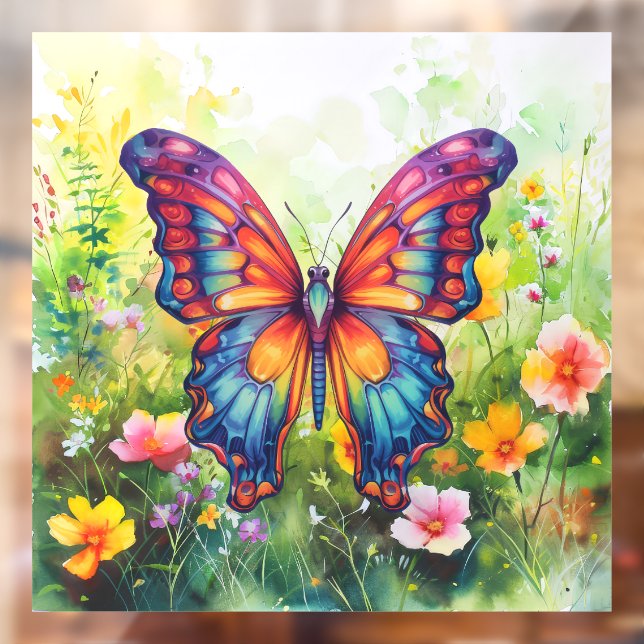 Autocollant Pour Fenêtre Papillon Bleu Orange ailes (Feuille 2)