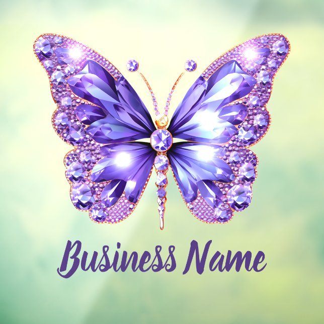 Autocollant Pour Fenêtre papillon pierres précieuses lavande violet  (Feuille 3)