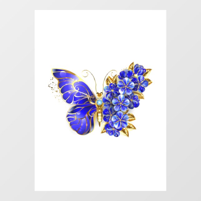 Autocollant Pour Fenêtre Papillon Saphir Fleur (Feuille)