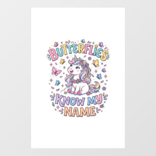 Autocollant Pour Fenêtre Papillons Licorne Connaissent Mon Nom Charmant Art