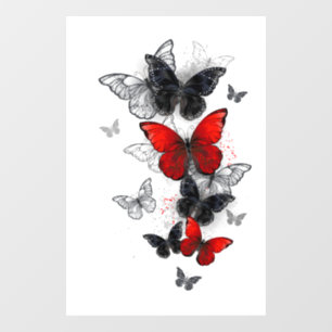 Autocollant Pour Fenêtre Papillons noirs et rouges volants