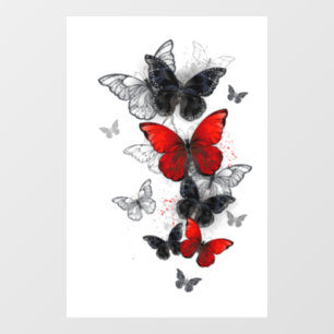 Autocollant Pour Fenêtre Papillons noirs et rouges volants