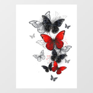 Autocollant Pour Fenêtre Papillons noirs et rouges volants